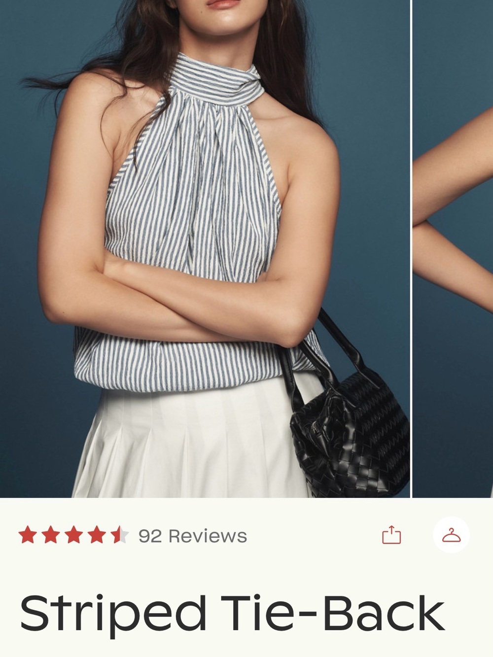 Bishop + Young Striped Tie-Back Halter Top - Blue/White